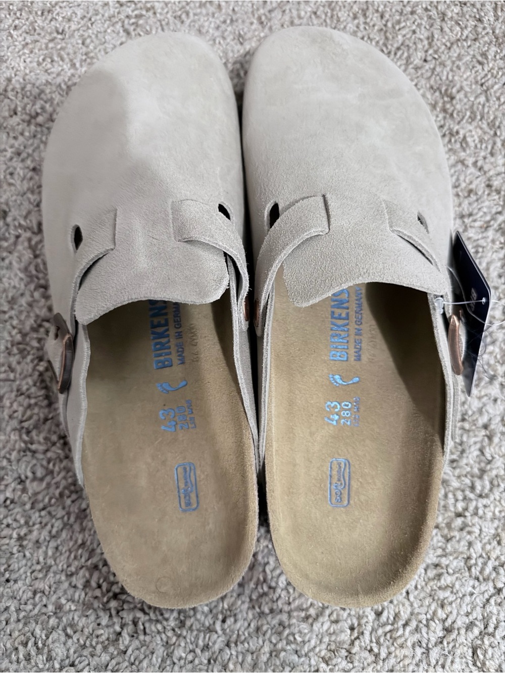 Birkenstock Soft Beige Suede Clogs - Picture 2 of 4